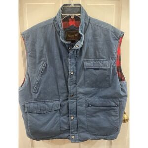 Vintage BOTANY 500 Mens XL Blue Utility Chore Vest Hunting Fishing Insulated